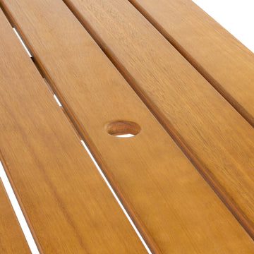 Shoreham 59" Modern Classic Outdoor Wood Picnic Table Benches with Umbrella Hole - JONATHAN Y